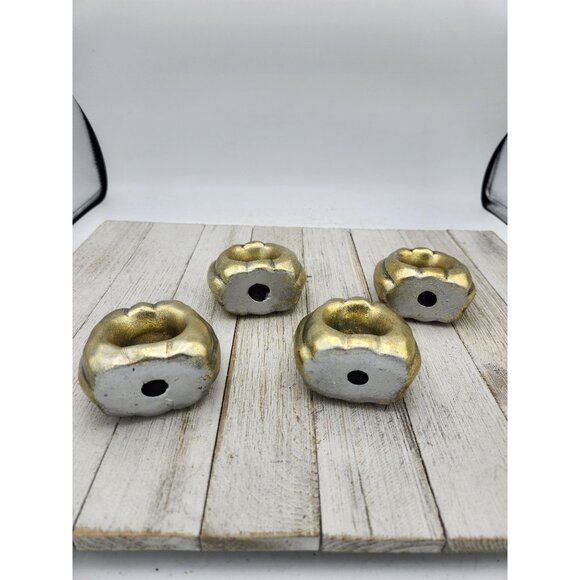 Set of 4 Ceramic pumpkin Napkin Rings glitter gold 1 1/2" #2 - Picture 2 of 3